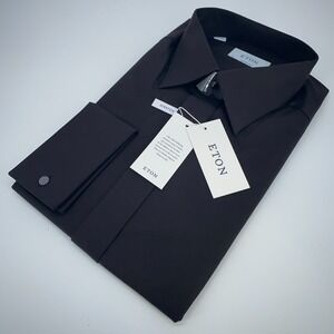Eton Dress Shirt Mens XL 17 1/2 - 44  Contemporary Fit‎ Black Fine Twill Stretch